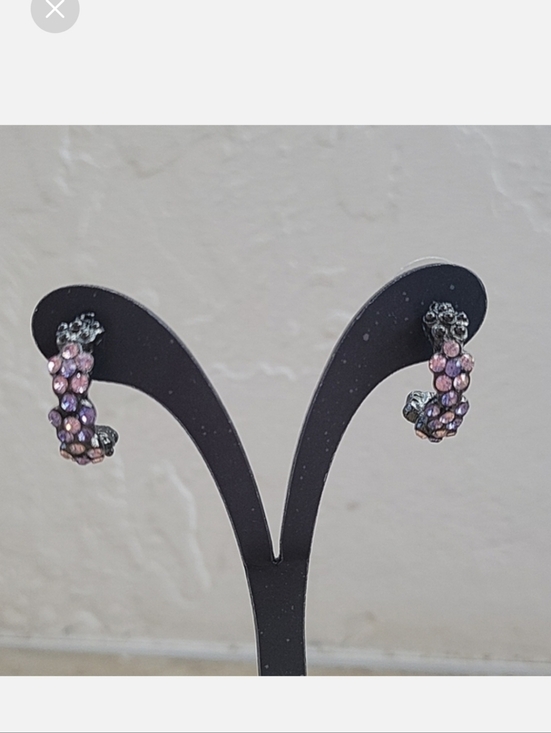 Jewelry - Pink and purple flower crystal earrings